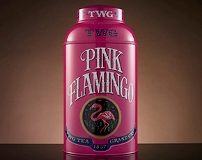 Hand-Painted Artisan Tea Tin, Pink Flamingo Tea