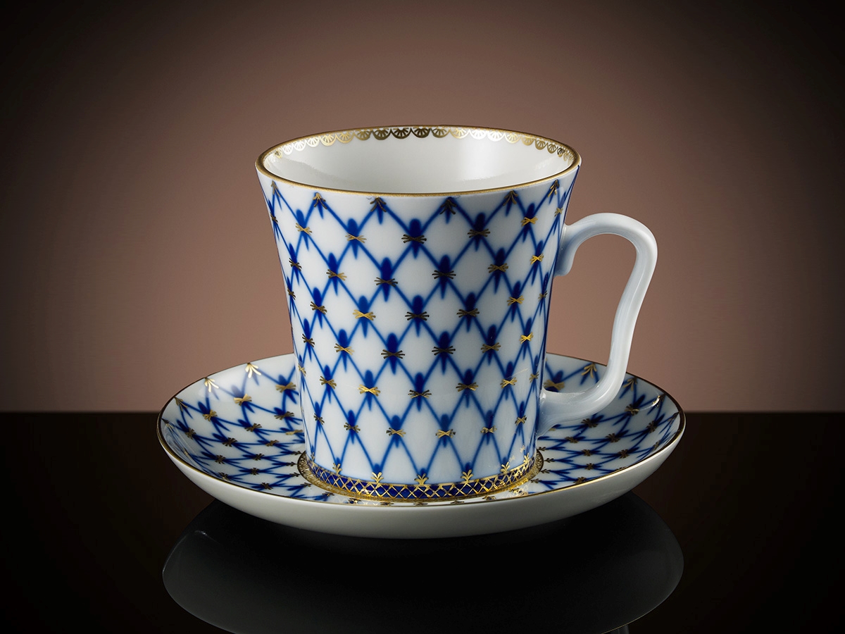 Tsarina Tea Mug & Saucer in Cobalt (350ml)